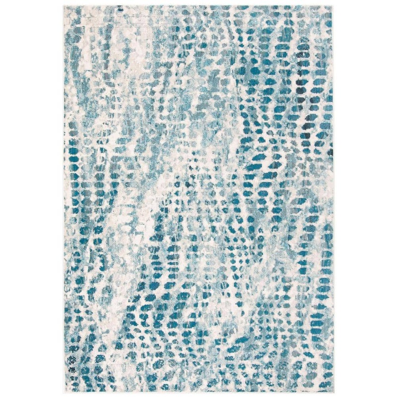 SAFAVIEH Aria Cream/Teal 4 ft. x 6 ft. Abstract Area Rug ARA121A-4