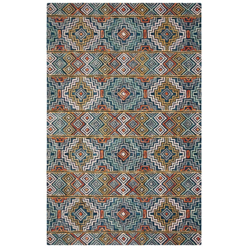 SAFAVIEH Aspen Blue/Gold 8 ft. x 10 ft. Bohemian Geometric Area Rug APN273M-8
