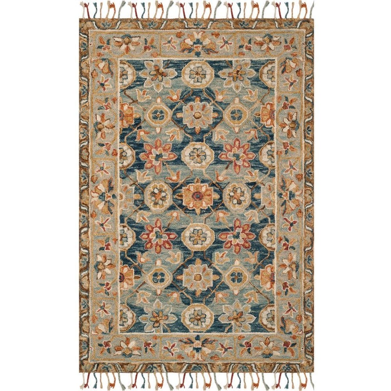 SAFAVIEH Aspen Gray/Navy 5 ft. x 8 ft. Border Area Rug APN110A-5