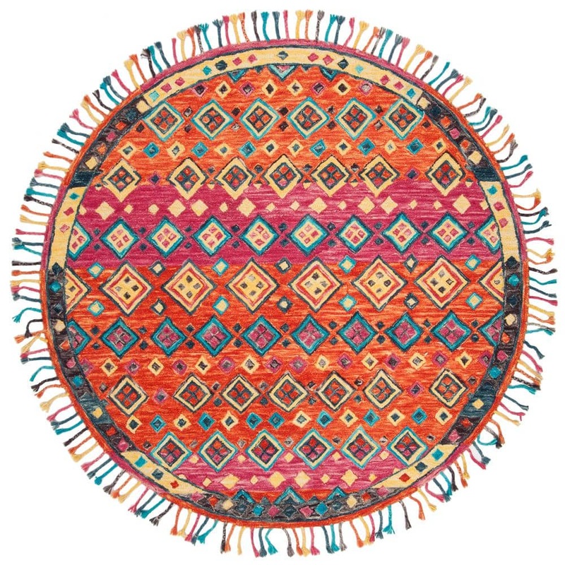 SAFAVIEH Aspen Orange/Fuchsia 5 ft. x 5 ft. Round Floral Area Rug APN138A-5R