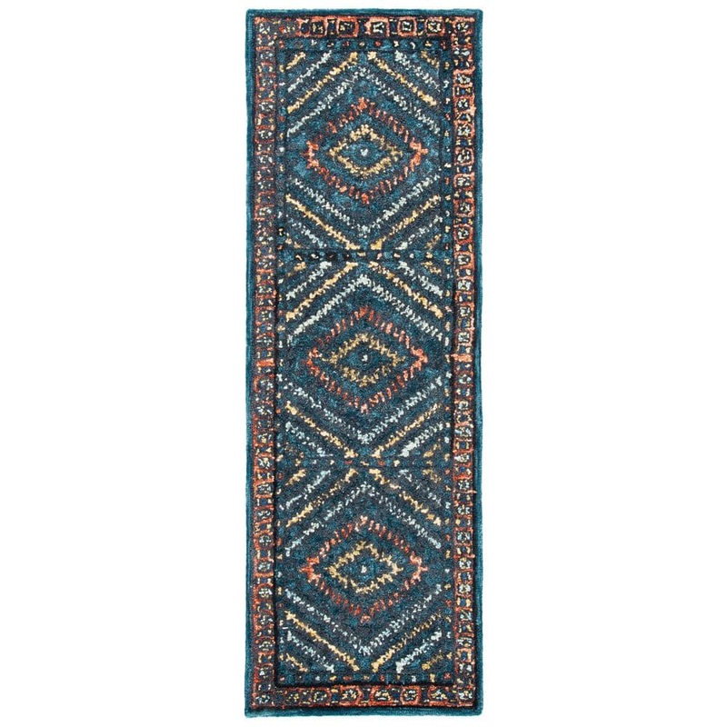 SAFAVIEH Aspen Rust/Green 2 ft. x 15 ft. Border Diamond Runner Rug APN815P-215