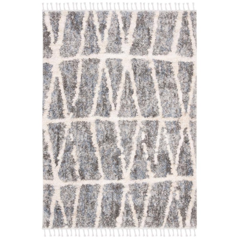 SAFAVIEH Berber Fringe Shag Gray/Cream 9 ft. x 12 ft. Gradient Geometric Area Rug BFG605N-9