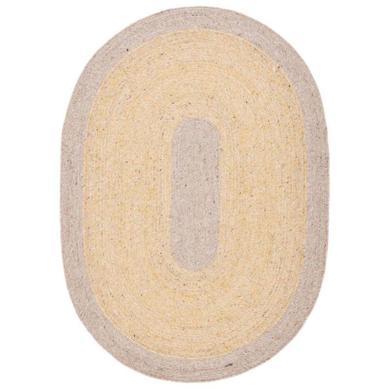 SAFAVIEH Braided Gold Beige 6 ft. x 9 ft. Abstract Striped Oval Area Rug BRD908D-6OV