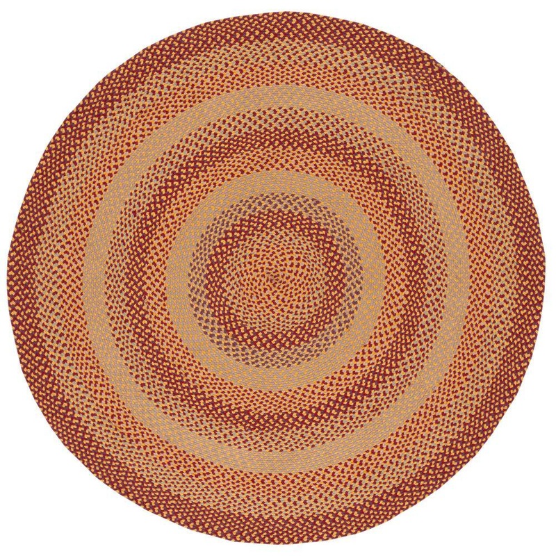 SAFAVIEH Braided Yellow/Red 6 ft. x 6 ft. Striped Border Round Area Rug BRD651C-6R