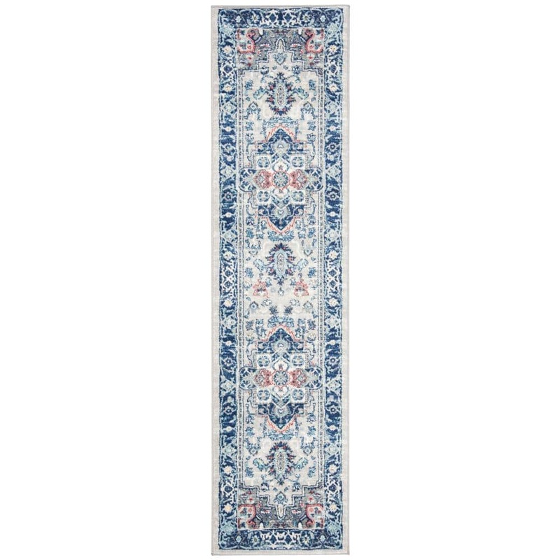 SAFAVIEH Brentwood Light Gray/Blue 2 ft. x 12 ft. Geometric Runner Rug BNT811G-212