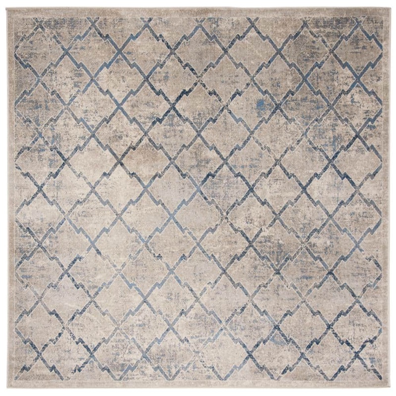 SAFAVIEH Brentwood Light Gray/Blue Doormat 3 ft. x 3 ft. Square Border Distressed Area Rug BNT809G-3SQ