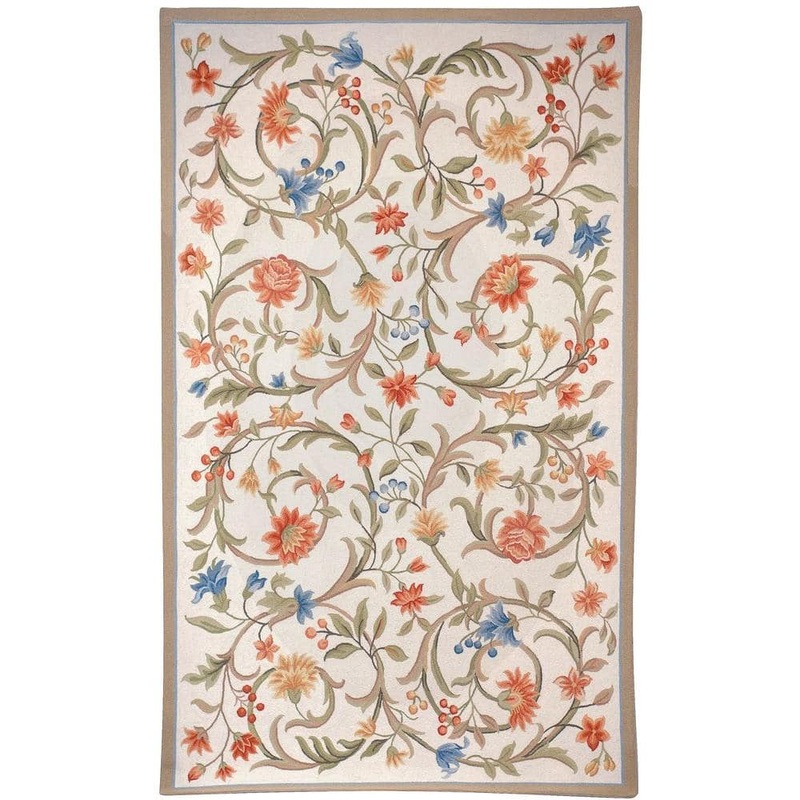 SAFAVIEH Chelsea Ivory 8 ft. x 10 ft. Solid Floral Border Area Rug HK248A-8