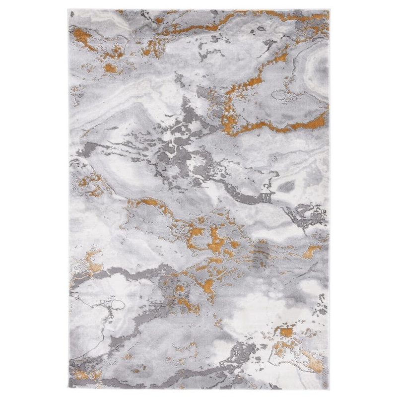 SAFAVIEH Craft Gray/Yellow 4 ft. x 6 ft. Marbled Abstract Area Rug CFT860F-4