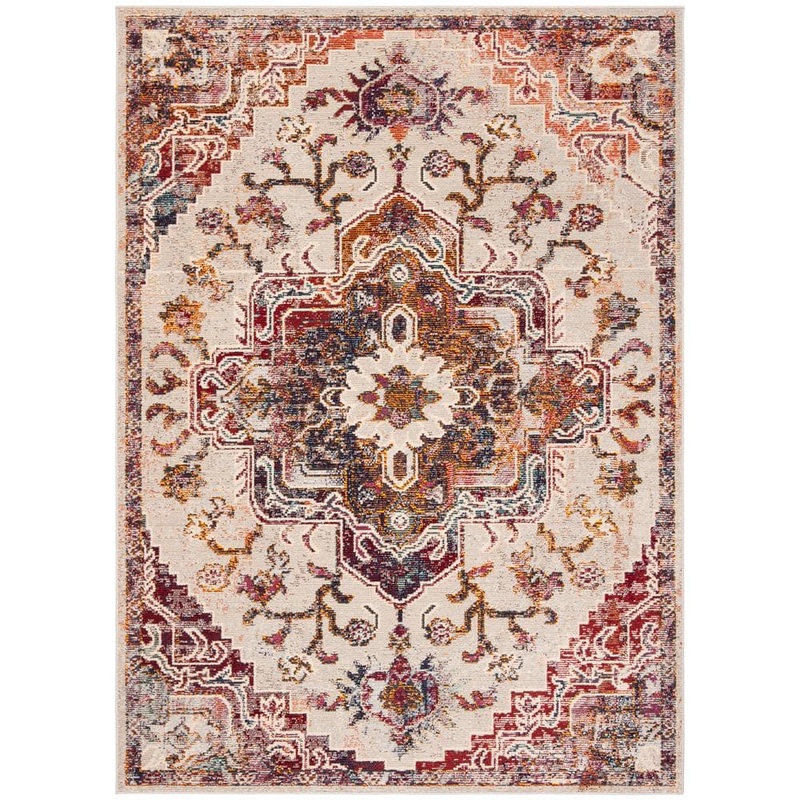 SAFAVIEH Crystal Light Blue/Burgundy 4 ft. x 6 ft. Border Area Rug CRS501F-4
