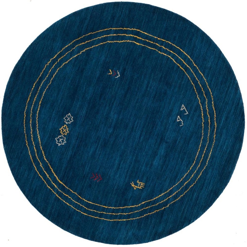 SAFAVIEH Himalaya Blue/Multi 6 ft. x 6 ft. Round Border Area Rug HIM588A-6R