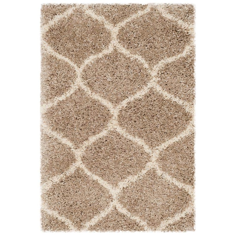 SAFAVIEH Hudson Shag Beige/Ivory 2 ft. x 3 ft. Geometric Trellis Area Rug SGH280S-2