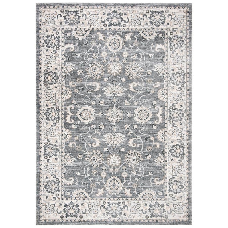 SAFAVIEH Isabella Gray/Cream 4 ft. x 6 ft. Speckled Floral Border Area Rug ISA940F-4