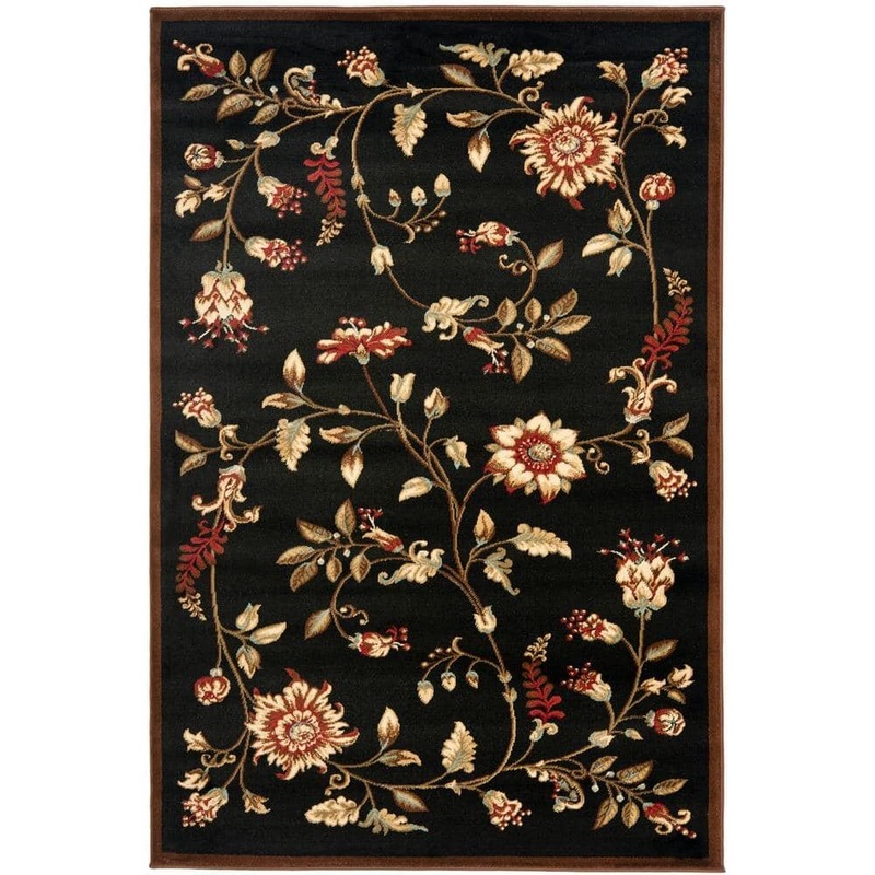 SAFAVIEH Lyndhurst Black/Multi 4 ft. x 6 ft. Border Floral Area Rug LNH552-9091-4