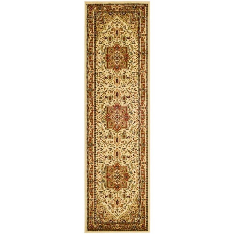 SAFAVIEH Lyndhurst Ivory/Rust 2 ft. x 14 ft. Floral Border Medallion Runner Rug LNH330R-214