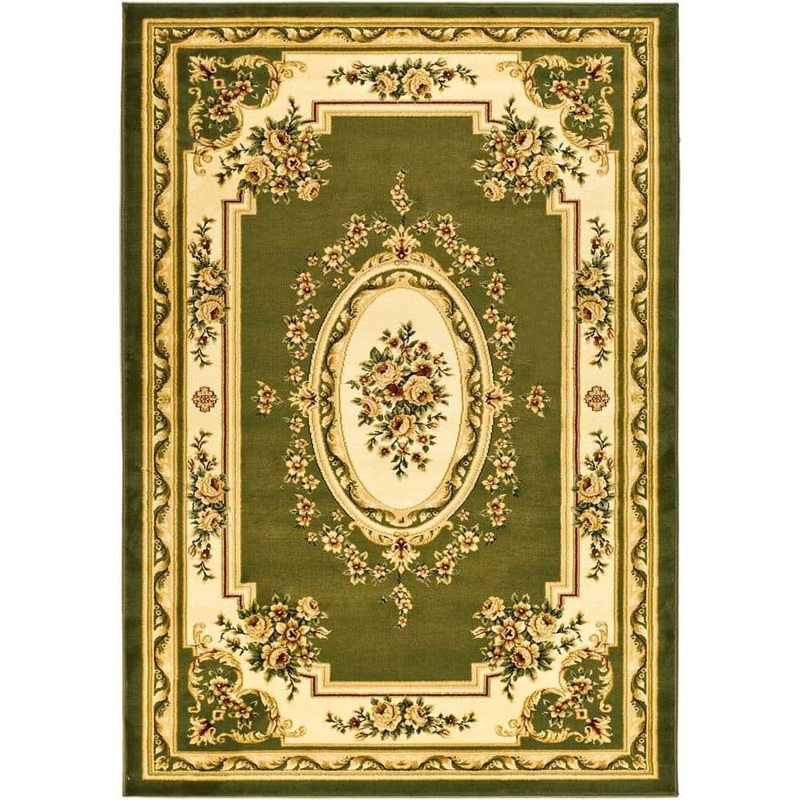 SAFAVIEH Lyndhurst Sage/Ivory 5 ft. x 8 ft. Floral Medallion Border Area Rug LNH218B-5