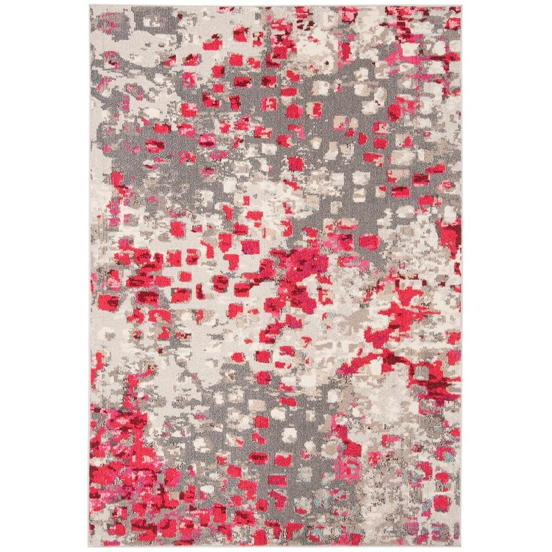 SAFAVIEH Madison Gray/Red 6 ft. x 9 ft. Geometric Area Rug MAD425R-6
