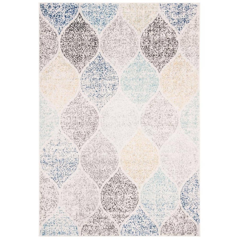SAFAVIEH Madison Ivory/Blue 5 ft. x 8 ft. Medallion Area Rug MAD604D-5
