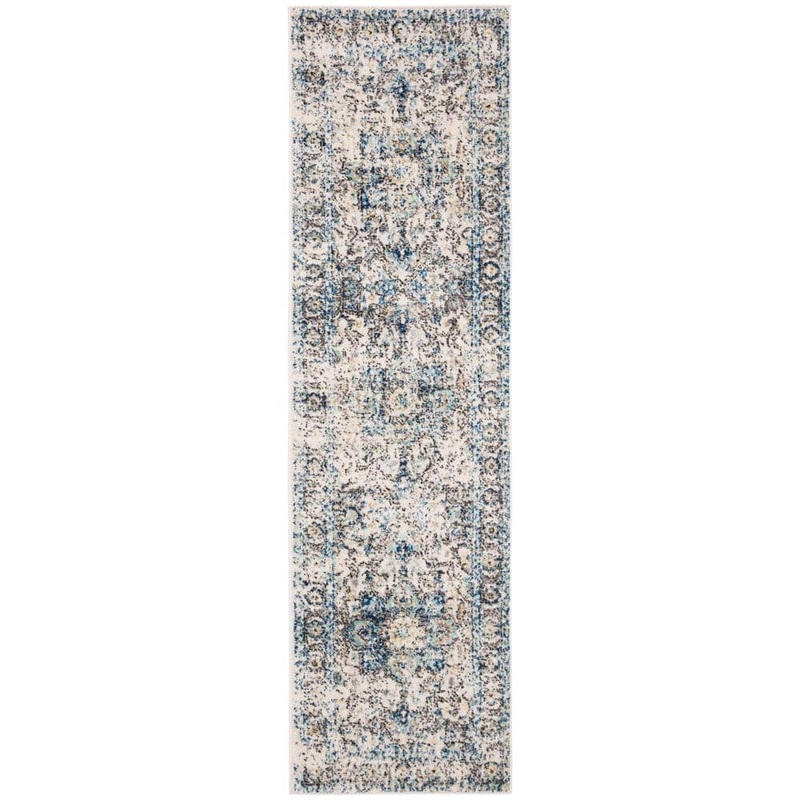 SAFAVIEH Madison Turquoise/Ivory 2 ft. x 12 ft. Geometric Runner Rug MAD603K-212