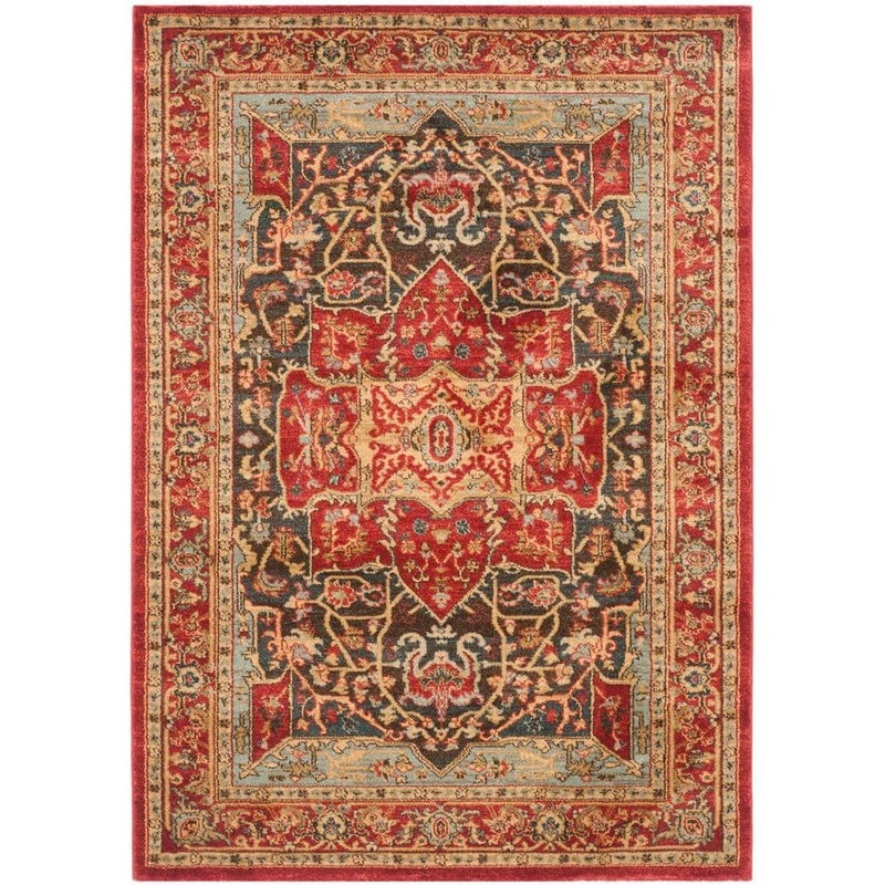 SAFAVIEH Mahal Red 4 ft. x 6 ft. Border Area Rug MAH625D-4