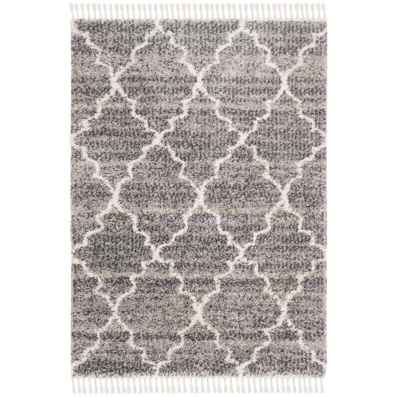 SAFAVIEH Melrose Shag Gray/Ivory 4 ft. x 6 ft. Abstract Area Rug SGML938F-4