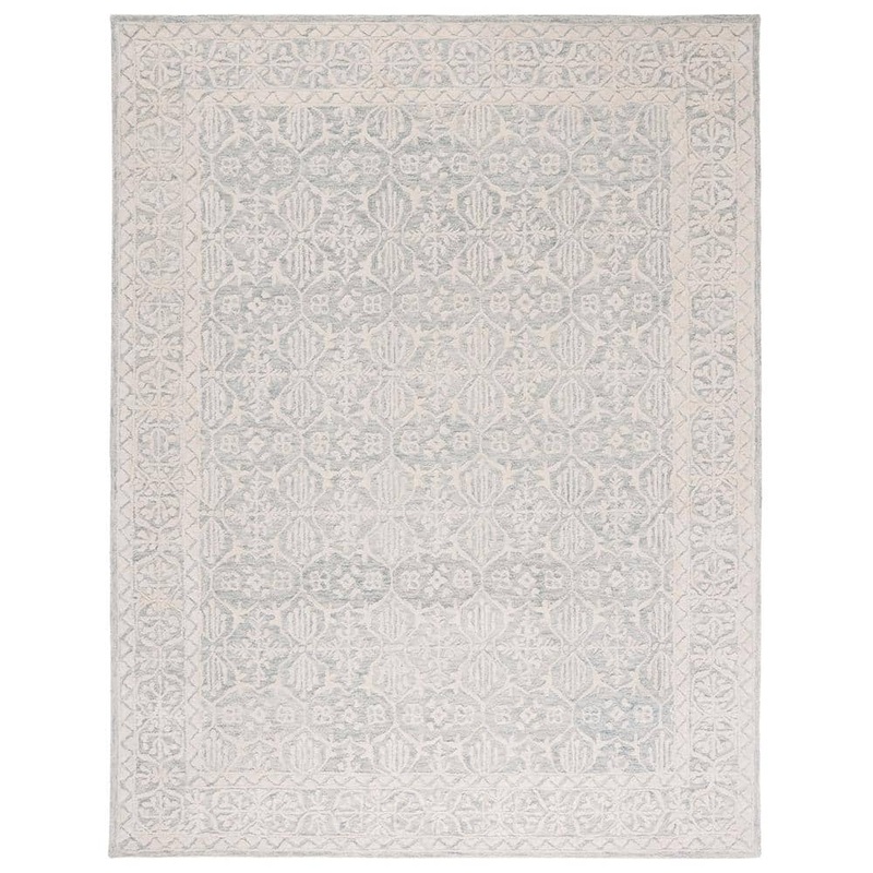 SAFAVIEH Metro Light Gray/Ivory 8 ft. x 10 ft. Floral Border Area Rug MET903G-8