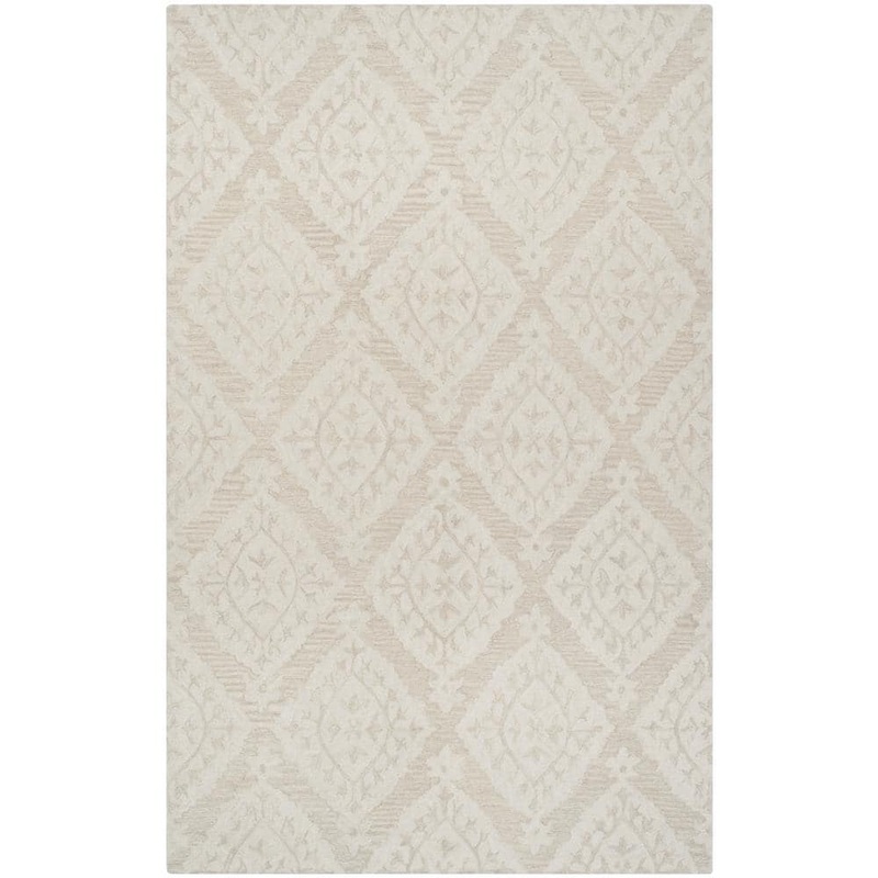 SAFAVIEH Micro-Loop Beige 9 ft. x 12 ft. Medallion Solid Color Area Rug MLP210B-9