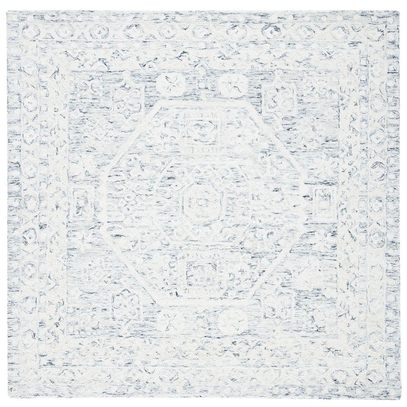 SAFAVIEH Micro-Loop Charcoal/Ivory 7 ft. x 7 ft. Geometric Oriental Square Area Rug MLP524H-7SQ