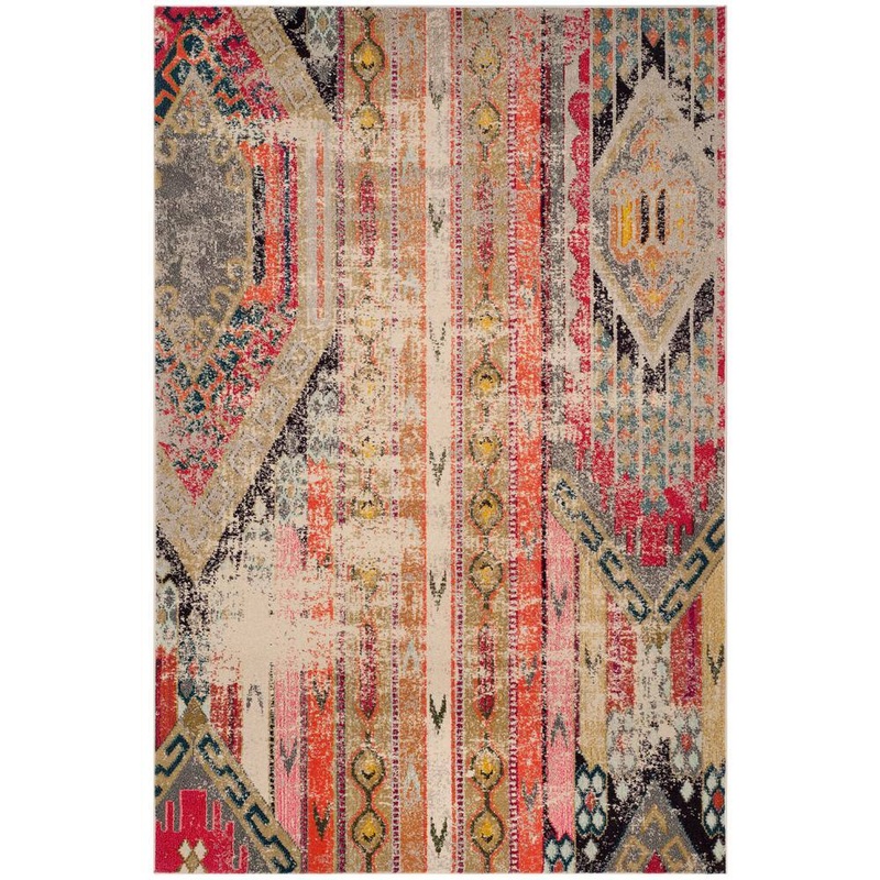 SAFAVIEH Monaco Light Gray/Multi 5 ft. x 8 ft. Distressed Area Rug MNC222G-5