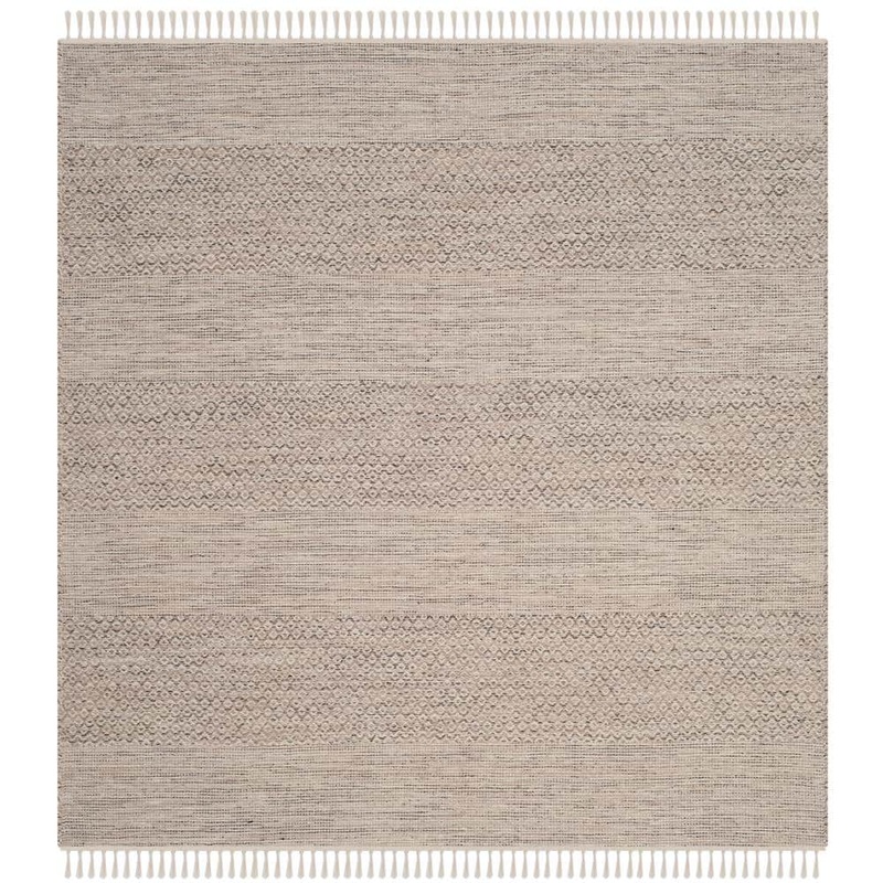 SAFAVIEH Montauk Ivory/Steel Gray 10 ft. x 10 ft. Striped Geometric Square Area Rug MTK330M-10SQ