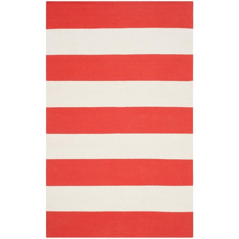 SAFAVIEH Montauk Rust/Ivory Doormat 3 ft. x 4 ft. Striped Area Rug MTK712L-24