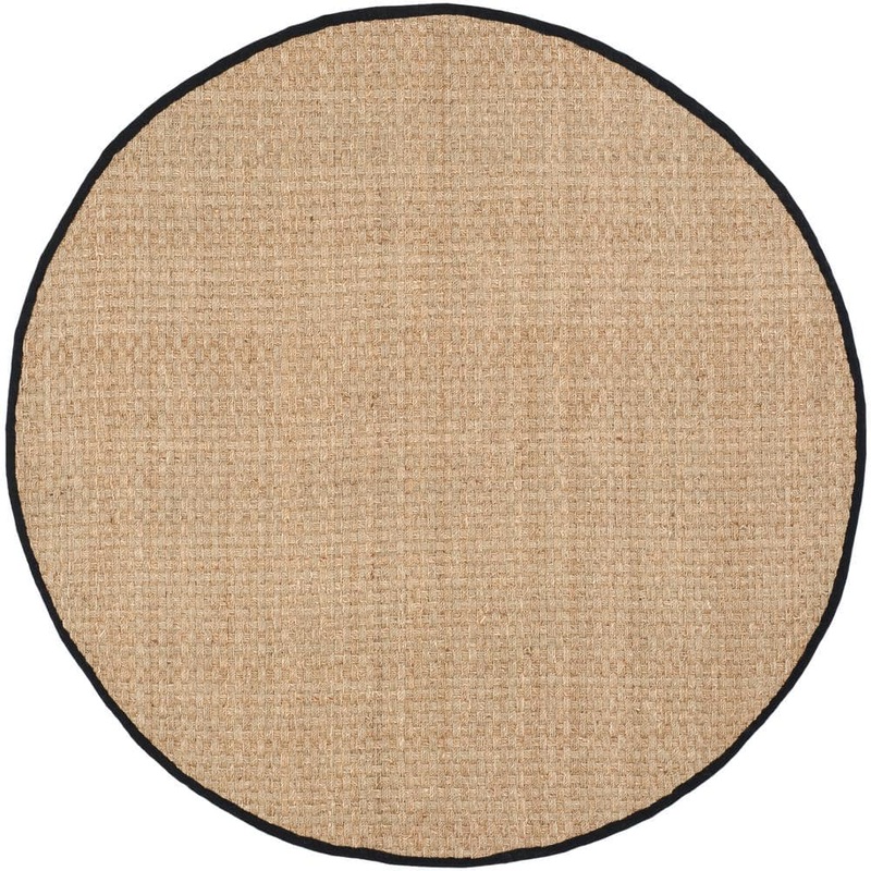 SAFAVIEH Natural Fiber Beige/Black 7 ft. x 7 ft. Border Woven Round Area Rug NF114C-7R