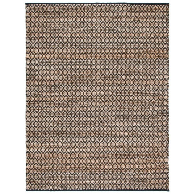 SAFAVIEH Natural Fiber Beige/Black 8 ft. x 10 ft. Striped Woven Area Rug NFB701Z-8