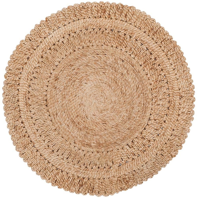 SAFAVIEH Natural Fiber Beige Doormat 3 ft. x 3 ft. Round Border Area Rug NF356A-3R