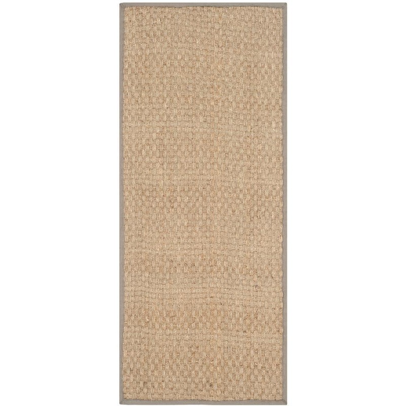 SAFAVIEH Natural Fiber Beige/Gray 3 ft. x 12 ft. Border Runner Rug NF114P-212