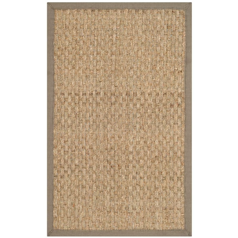 SAFAVIEH Natural Fiber Beige/Gray Doormat 2 ft. x 3 ft. Border Area Rug NF114P-2
