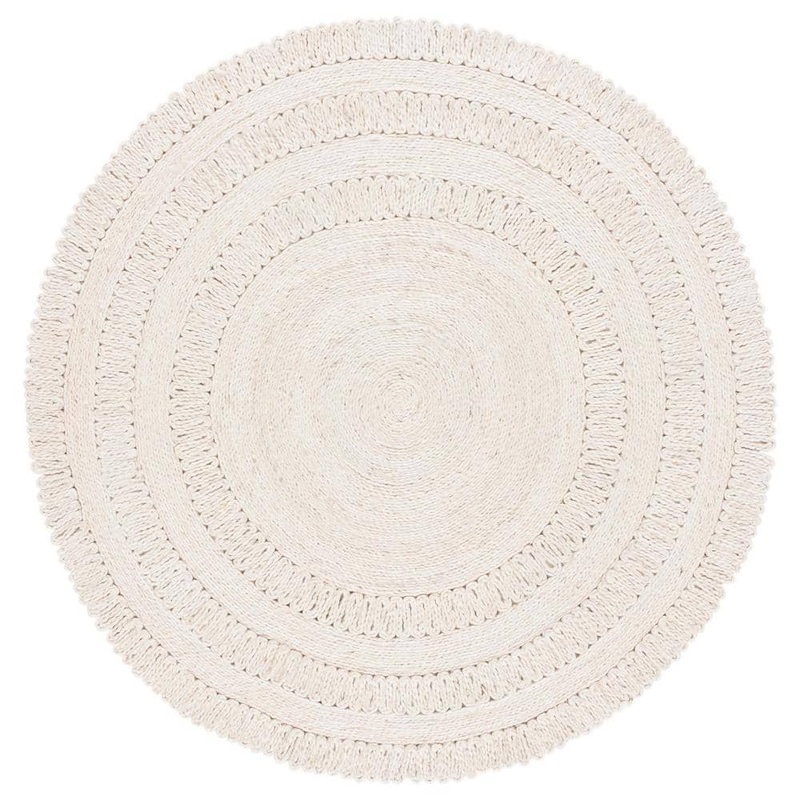 SAFAVIEH Natural Fiber Ivory 5 ft. x 5 ft. Woven Solid Round Area Rug NF229B-5R