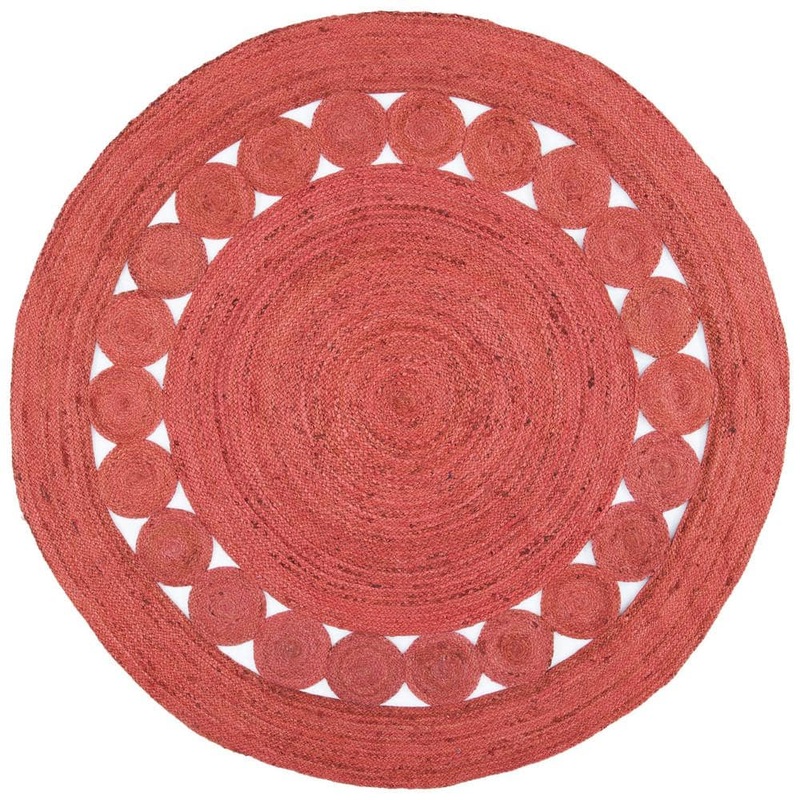 SAFAVIEH Natural Fiber Rust 6 ft. x 6 ft. Border Woven Round Area Rug NF364P-6R