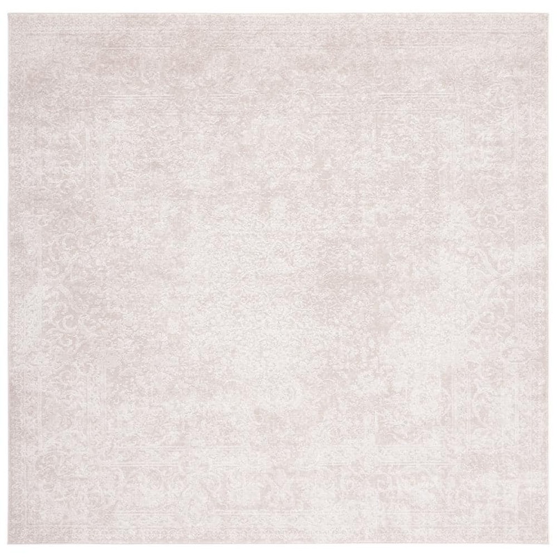 SAFAVIEH Reflection Cream/Ivory 5 ft. x 5 ft. Floral Border Square Area Rug RFT664D-5SQ