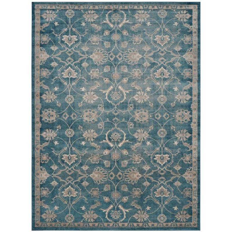 SAFAVIEH Sofia Blue/Beige 8 ft. x 10 ft. Floral Area Rug SOF386C-810