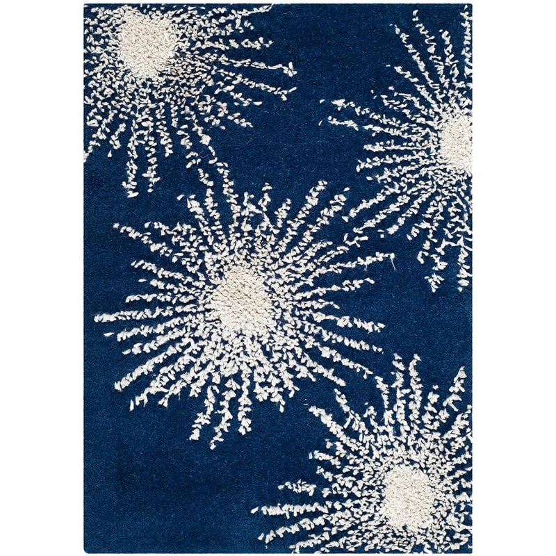 SAFAVIEH Soho Dark Blue/Ivory Doormat 2 ft. x 3 ft. Floral Area Rug SOH712M-2