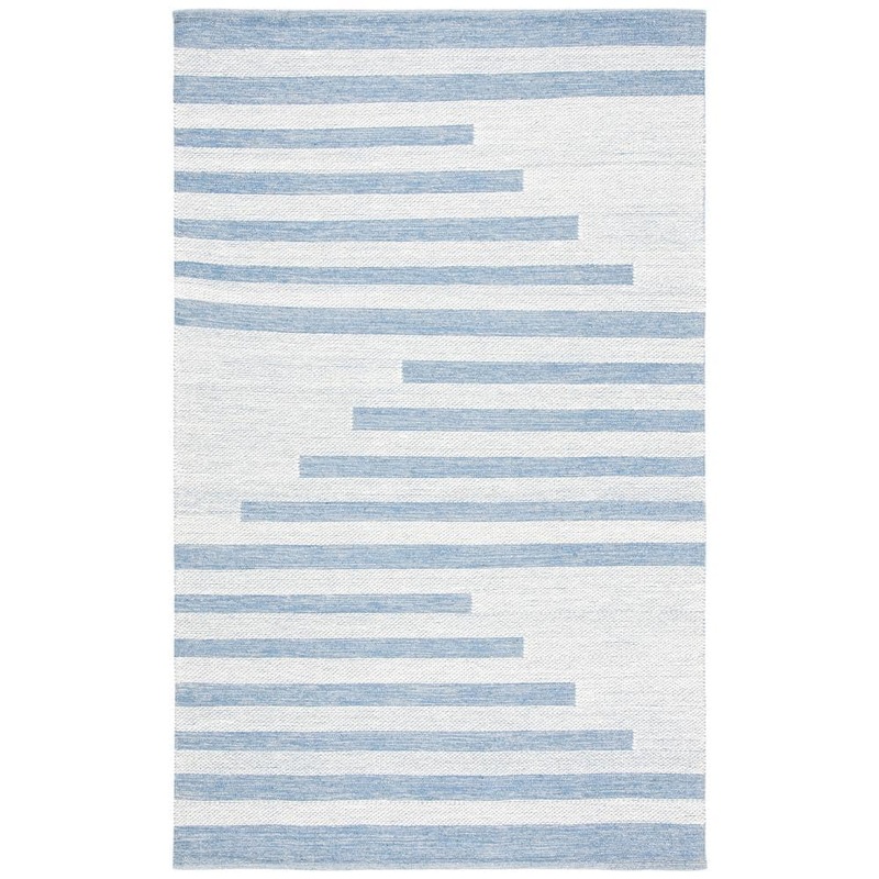 SAFAVIEH Striped Kilim Ivory Blue 8 ft. X 10 ft. Striped Area Rug STK504A-8