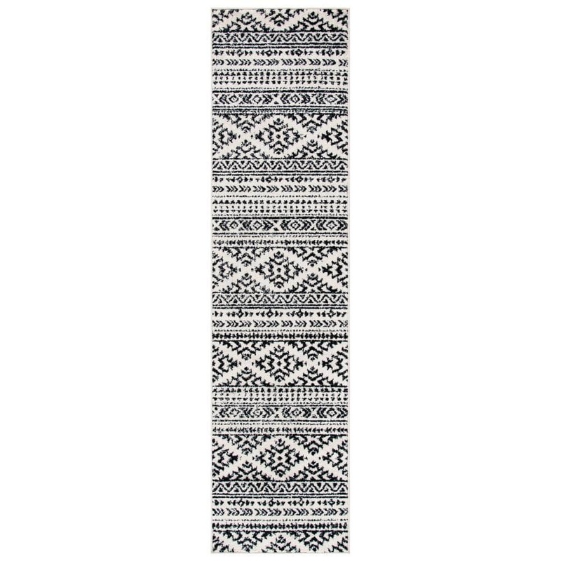 SAFAVIEH Tulum Ivory/Black 2 ft. x 17 ft. Geometric Runner Rug TUL272B-217