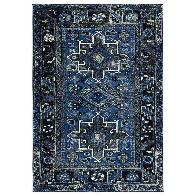 SAFAVIEH Vintage Hamadan Blue/Gray 7 ft. x 9 ft. Floral Border Area Rug VTH211N-6