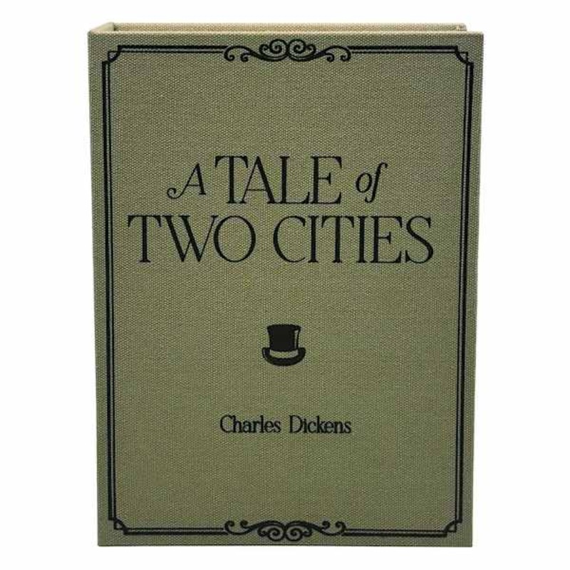 Beige Linen Tale of Two Cities Book Box, 11″