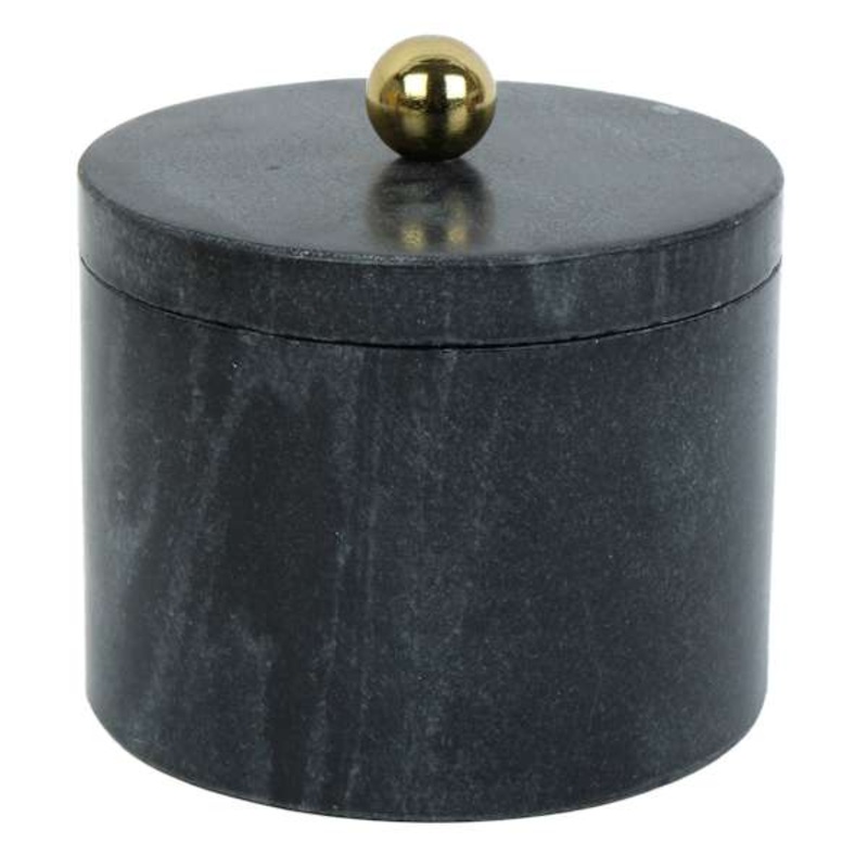 Black Marble Box with Gold Metal Knob, 5″