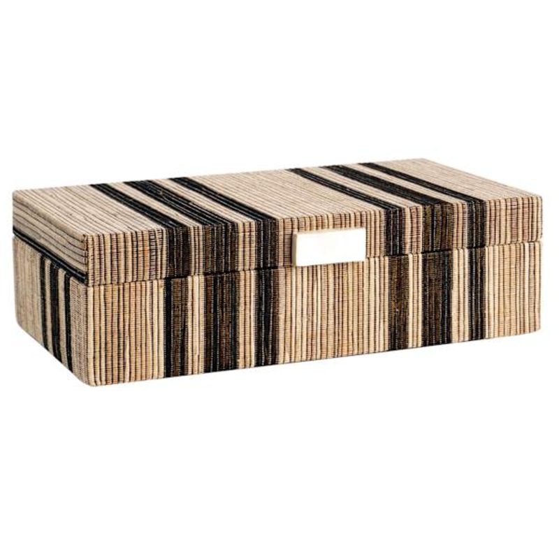 Black Striped Water Hyacinth Decorative Box, 13×4