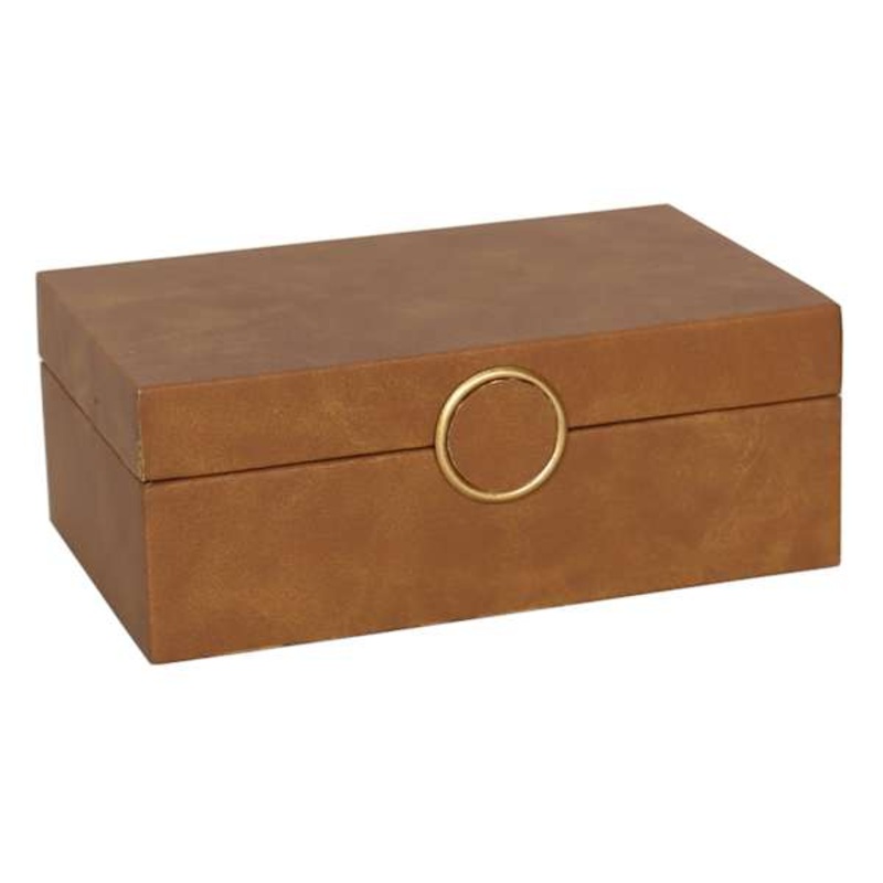 Brown Faux Leather Storage Box, 8×5