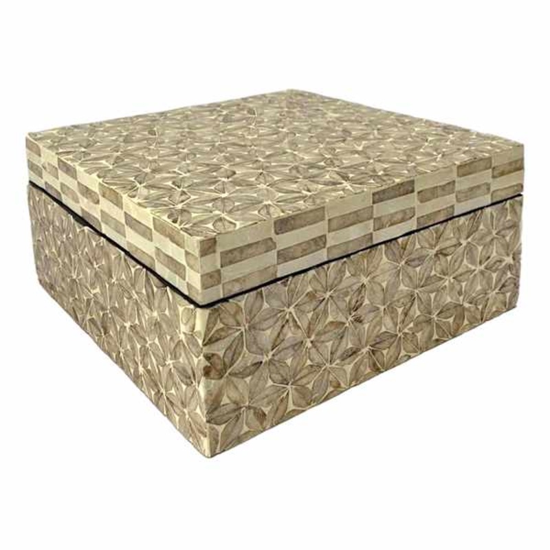 Brown Star Capiz Square Decorative Box, 9.8″
