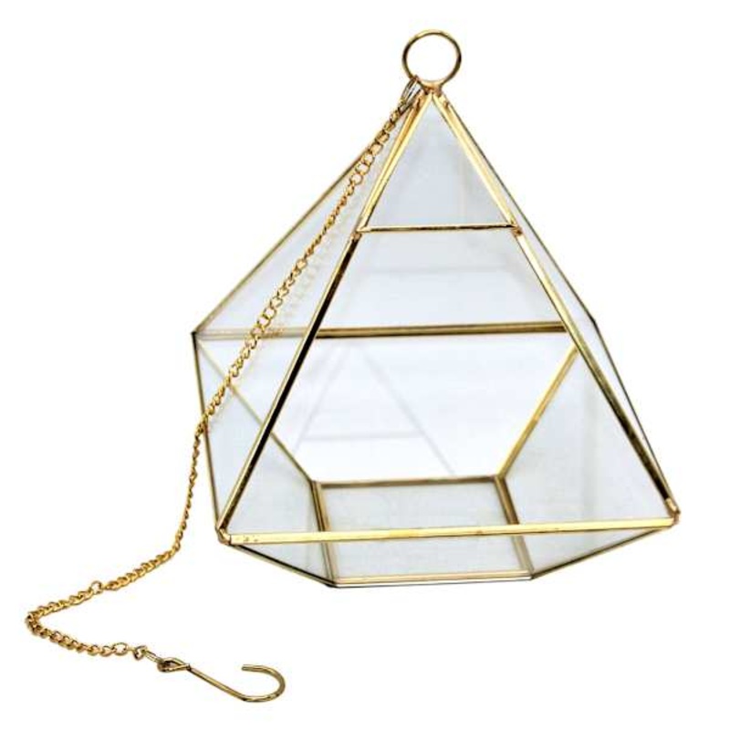 Gold Glass Geo Terrarium, 7.6″
