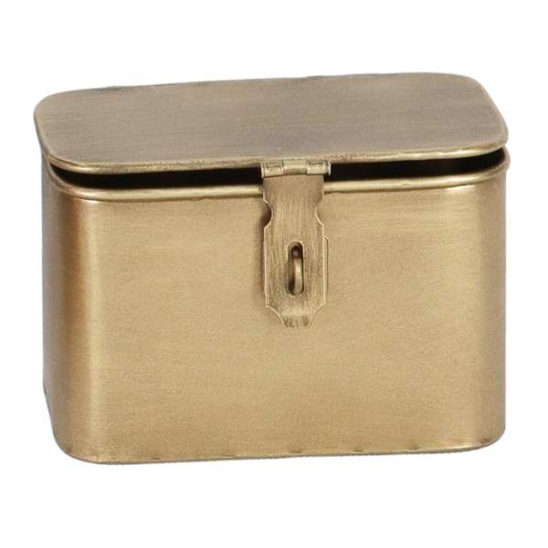 Gold Metal Decorative Box with Lid, 6″